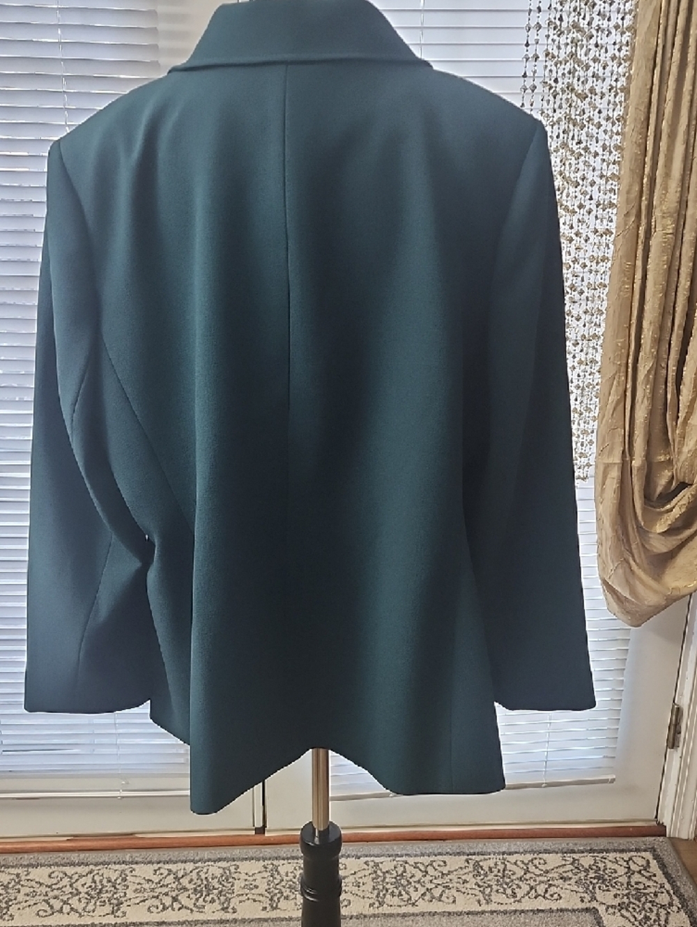 Tahari Dark Green Single-Button Blazer with Gold Buttons - Picture 2 of 5